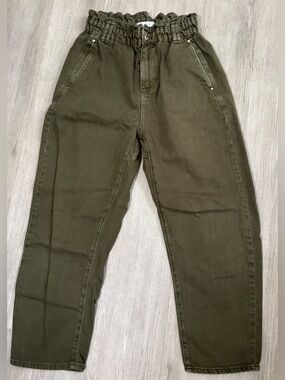ZARA Military Green Elastic High Wasted Baggy Pants Women’s Size 8